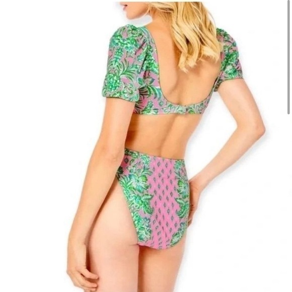 Lilly Pulitzer Pink Shandy Oh Diamond Girl High Waisted Clancy Bikini Bottom - Picture 3 of 8